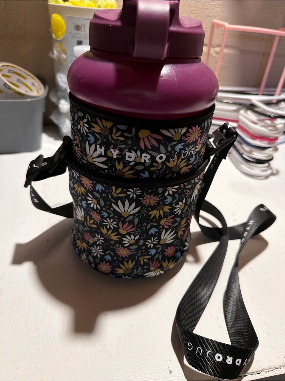 HydroJug Floral Insulated Bottle Carrier - Purple